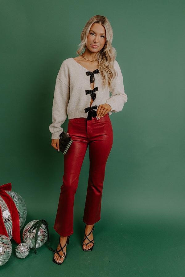 Just USA Aaliyah High Waist Coated Slim Crop Jean in Crimson Image 1