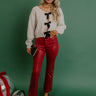 Just USA Aaliyah High Waist Coated Slim Crop Jean in Crimson Image 1