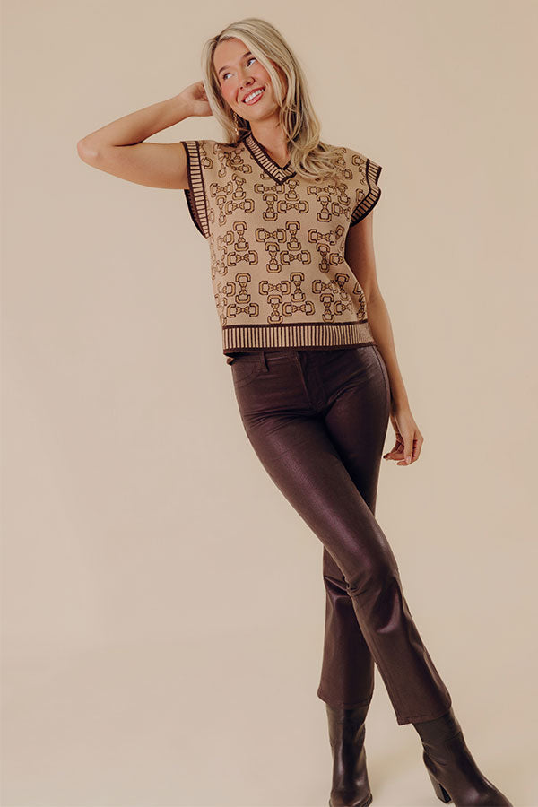 Just USA Aaliyah High Waist Coated Slim Crop Jean in Chestnut Image - 2