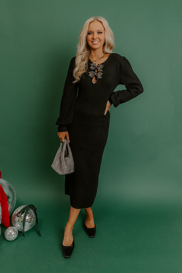 Darling Detail Knit Sweater Midi Dress in Black Black / S Darling Detail Knit Sweater Midi Dress in Black Black / S