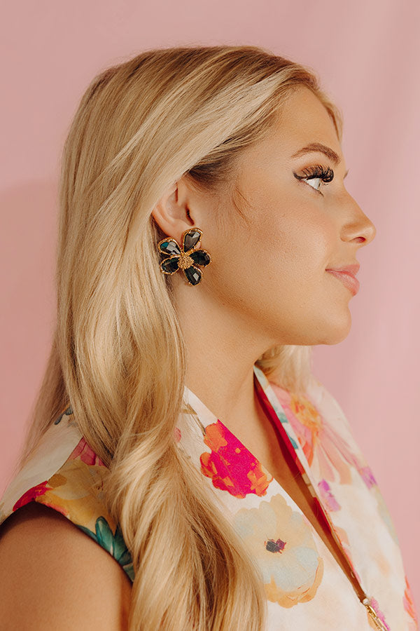 Sweet Blooms Earrings in Teal