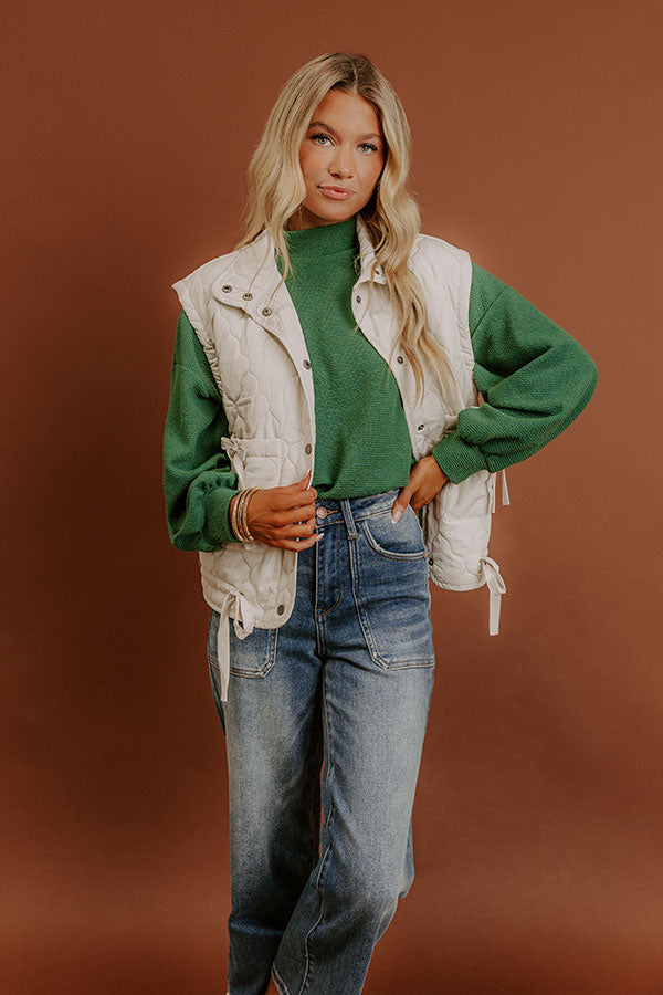 Cabin Mornings Quilted Vest in Ivory