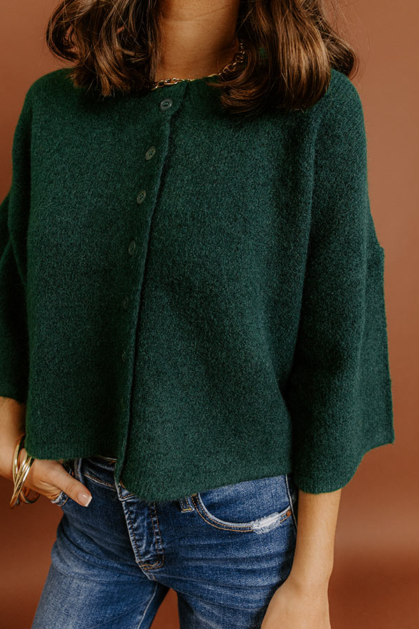 Uptown Chic Knit Cardigan in Hunter Green Image - 3