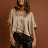 High Society Chic Satin Top in Taupe Image - 1