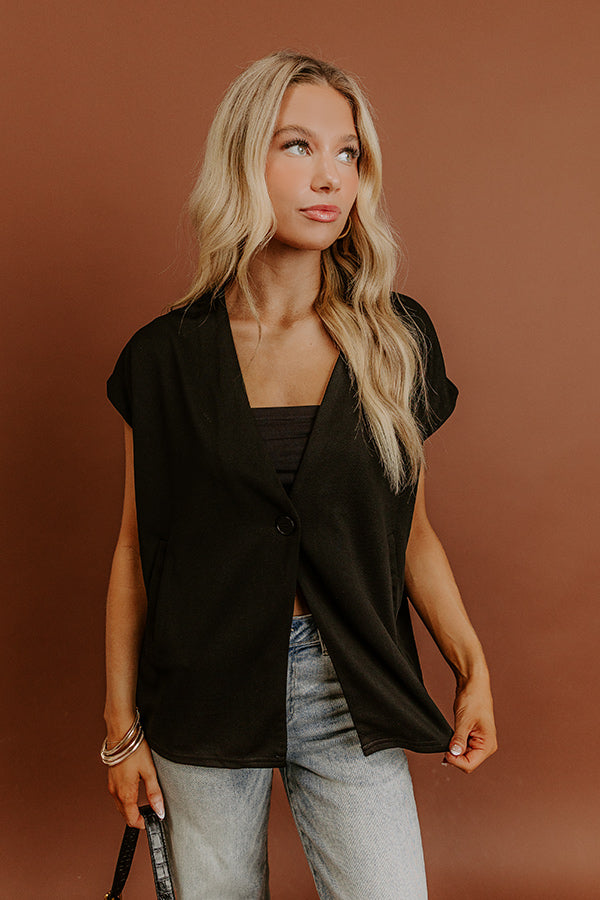 Chic Routine Oversized Vest Top in Black