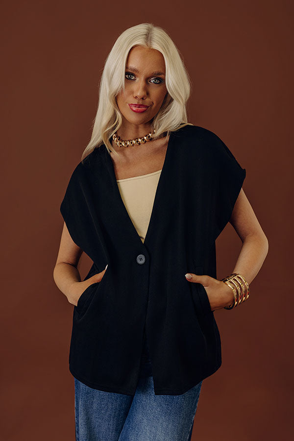 Chic Routine Oversized Vest Top in Black Image - 2