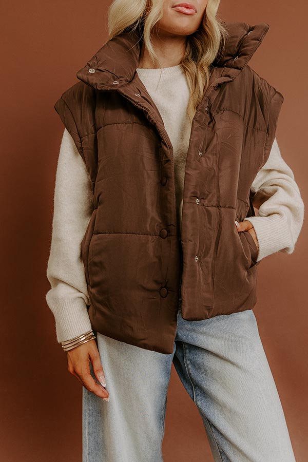 Brisk Stroll Puffer Vest in Chestnut Image - 2