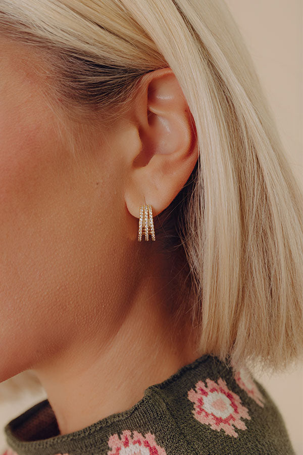 First Class Charm Cubic Zirconia Huggie Hoop Earrings
