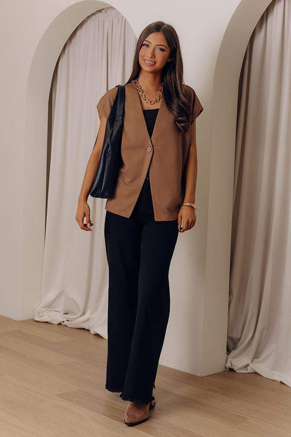 Chic Routine Oversized Vest Top in Mocha Image - 1