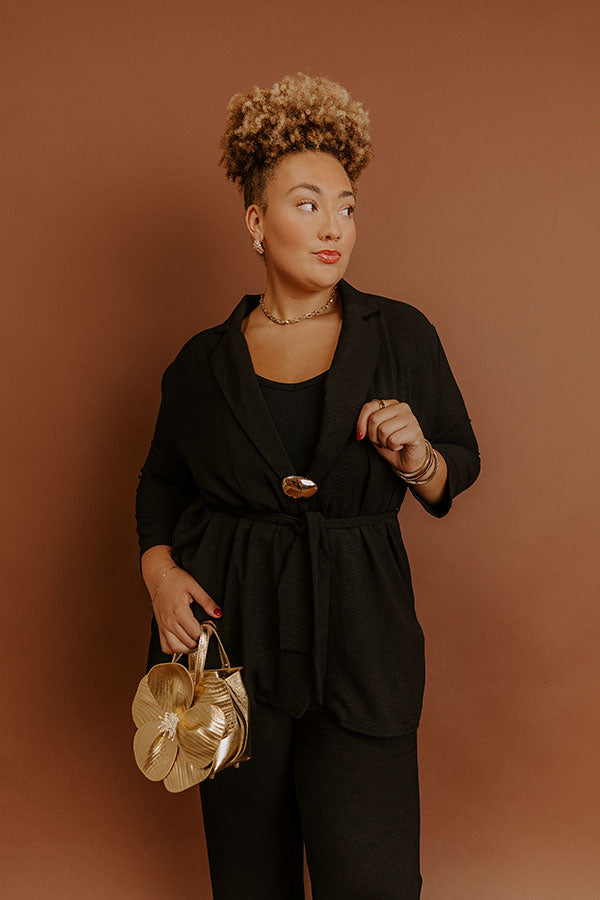 First Class Plans Belted Lightweight Jacket in Black Curves