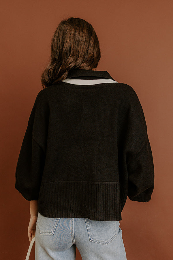 Midtown Charm Knit Top in Black Image - 3