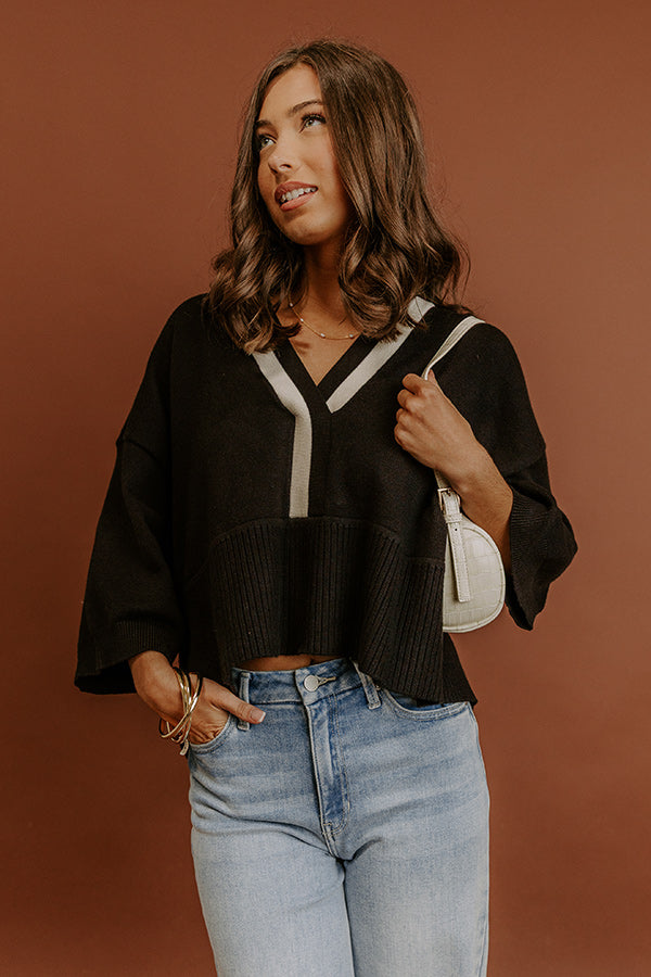 Midtown Charm Knit Top in Black
