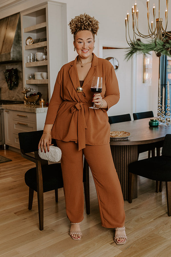 First Class Plans High Waist Pants in Camel Curves