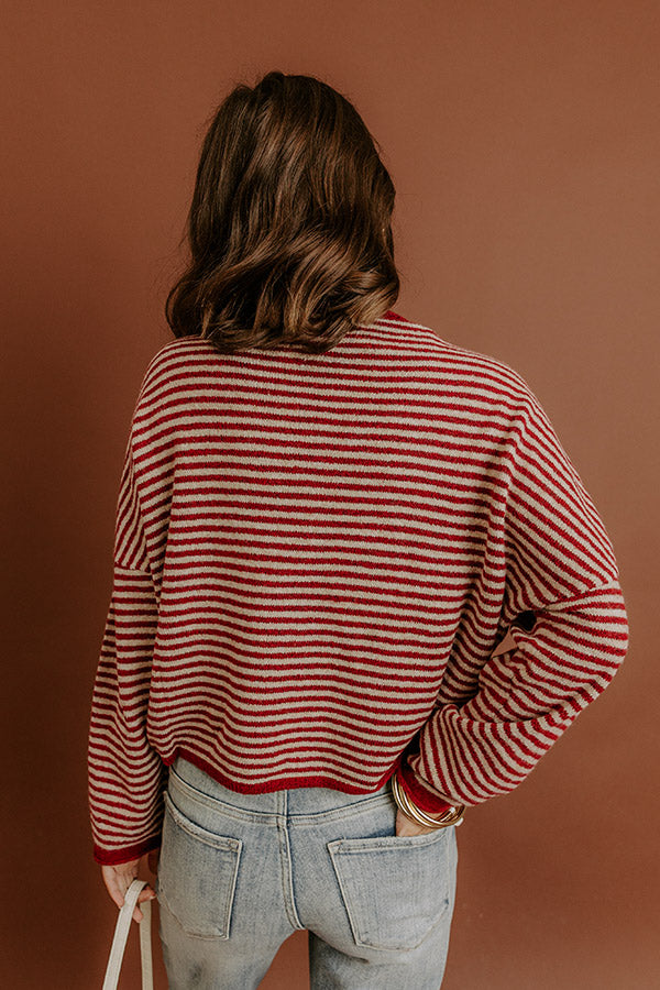 Sweet on You Stripe Knit Cardigan in Wine Image - 5