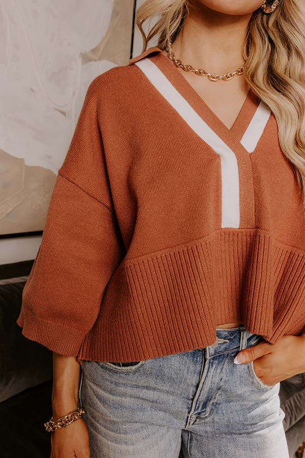 Midtown Charm Knit Top in Cinnamon Image - 3