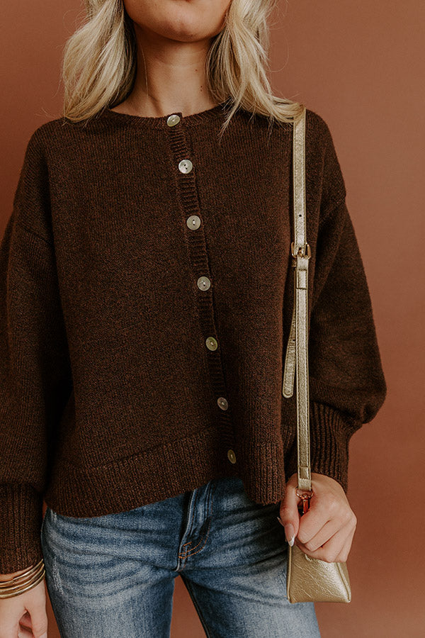 Bistro Cutie Knit Cardigan in Dark Chocolate Image - 3