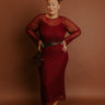 Twilight Muse Lace Maxi Dress in Merlot Curves Image - 1