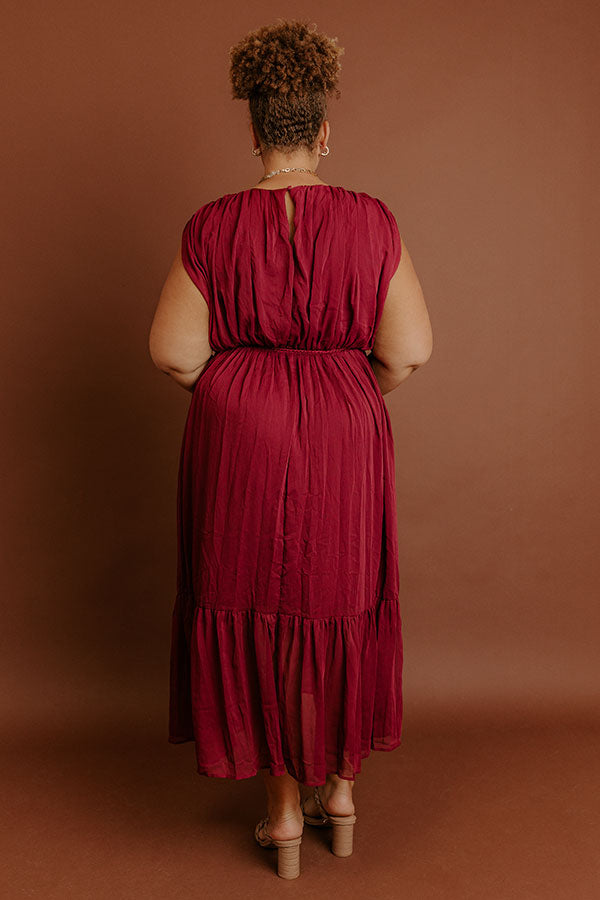 Evening Grace Chiffon Midi Dress in Merlot Curves 2XL / Merlot Evening Grace Chiffon Midi Dress in Merlot Curves 2XL / Merlot