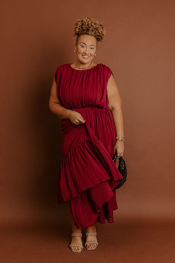 Evening Grace Chiffon Midi Dress in Merlot Curves 2XL / Merlot Evening Grace Chiffon Midi Dress in Merlot Curves 2XL / Merlot