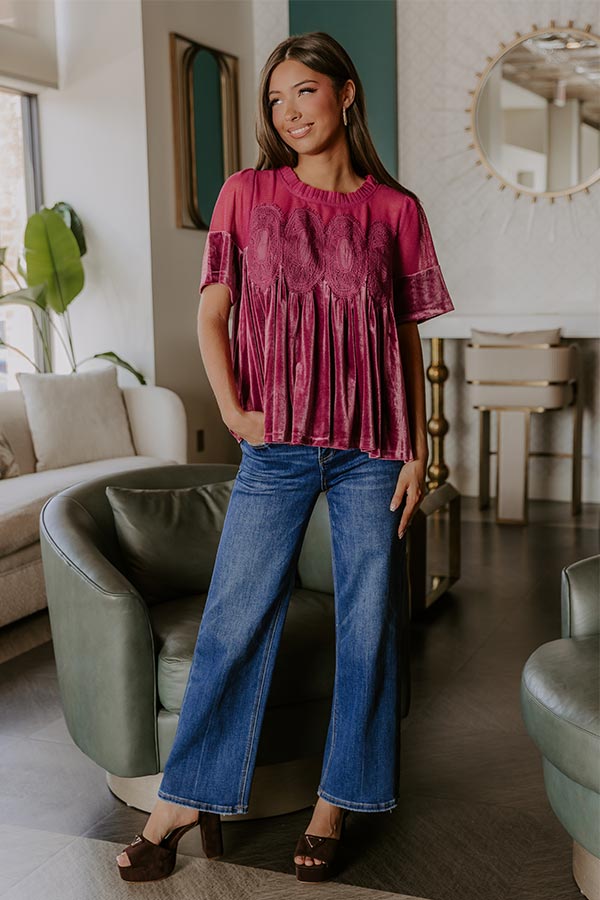 Delicate Daze Velvet Top in Vineyard Grape Image - 1