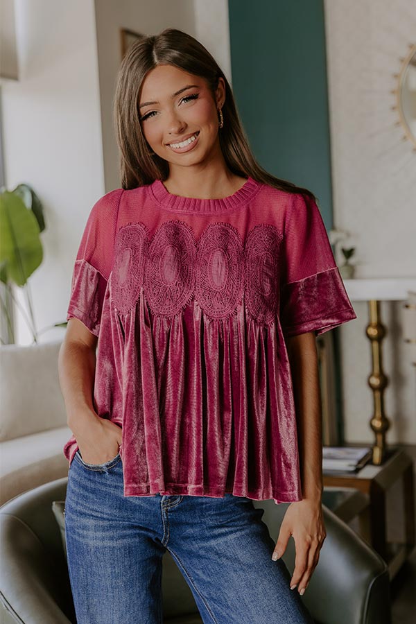 Delicate Daze Velvet Top in Vineyard Grape Image - 2