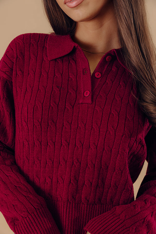The Storyline Cable Knit Sweater Top in Wine Image - 2