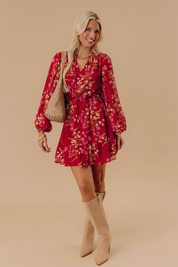 Luxury Excursions Floral Mini Dress in Red Image - 2