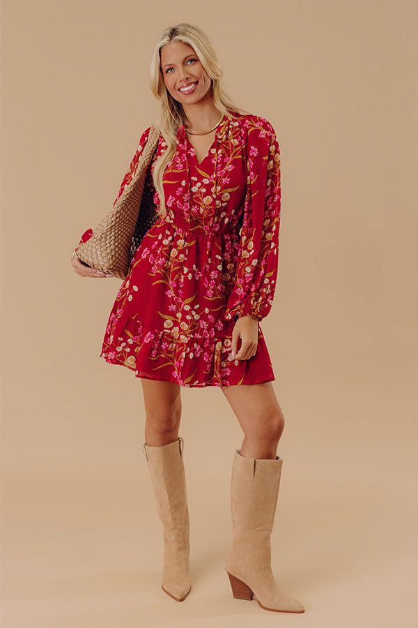 Luxury Excursions Floral Mini Dress in Red Image - 1