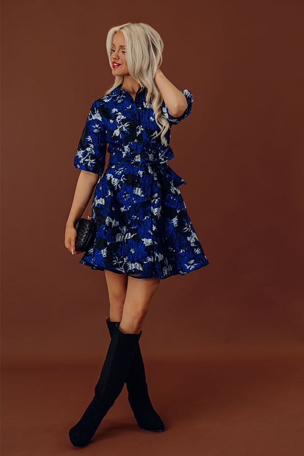 Evening Reverie Floral Jacquard Mini Dress Image - 1