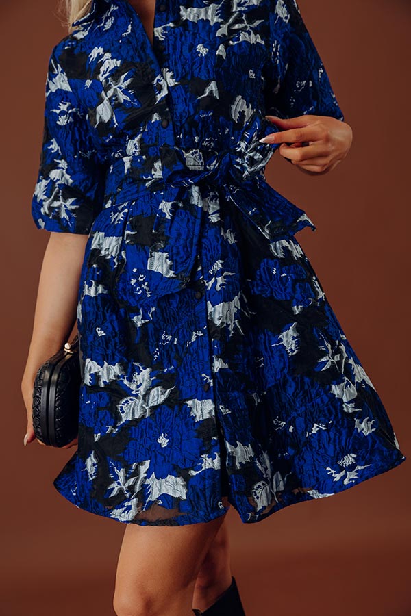 Evening Reverie Floral Jacquard Mini Dress Image - 2