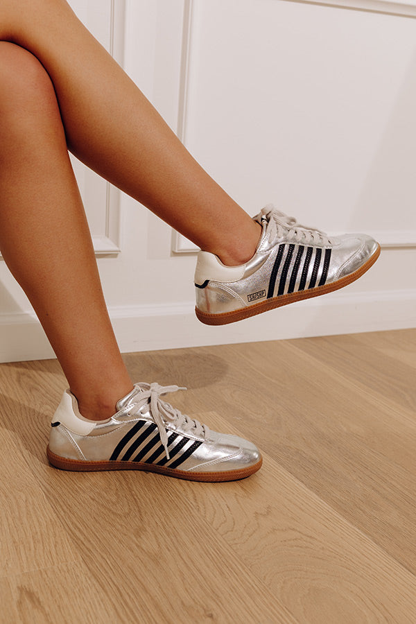 Stevie Faux Leather Metallic Sneaker in Silver Image - 1