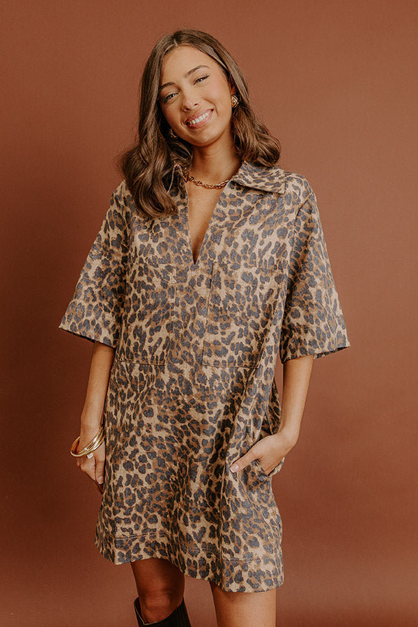 leopard print mini shirt dress MISSGUIDED Leopard Print Long Sleeve Button Down Mini Shirt DressMISSGUIDED