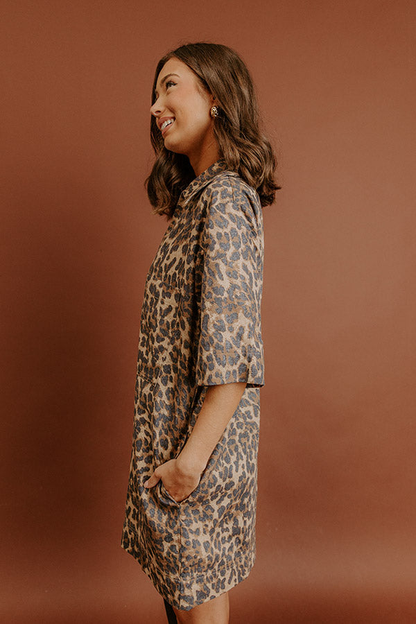denim leopard dress Leopard Print Denim Mini Dress