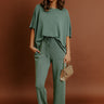 Cozy Cues High Waist Scuba Wide Leg Pants in Light Hunter Green Image - 1