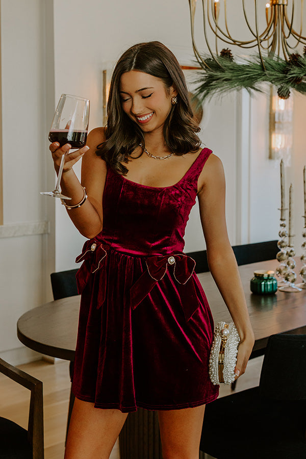 Twilight Toast Velvet Mini Dress in Merlot M / Merlot