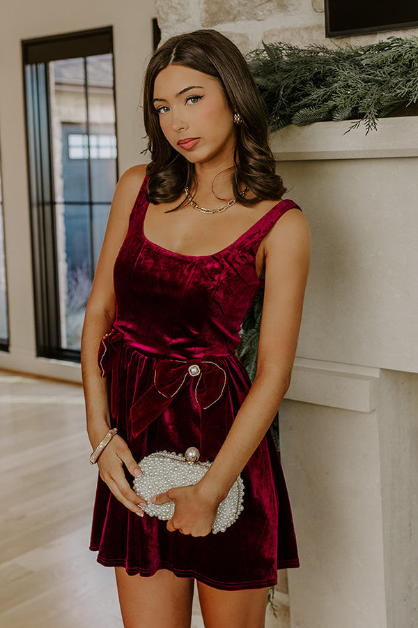 Twilight Toast Velvet Mini Dress in Merlot M / Merlot