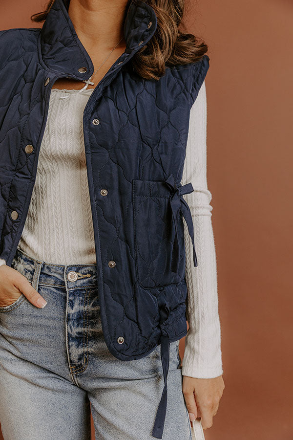 Cabin Mornings Quilted Vest in Navy Image - 3
