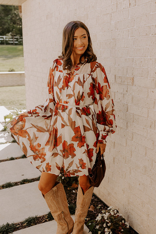 chiffon boutique dresses Cream Floral Embroidered Chiffon Mini Dress