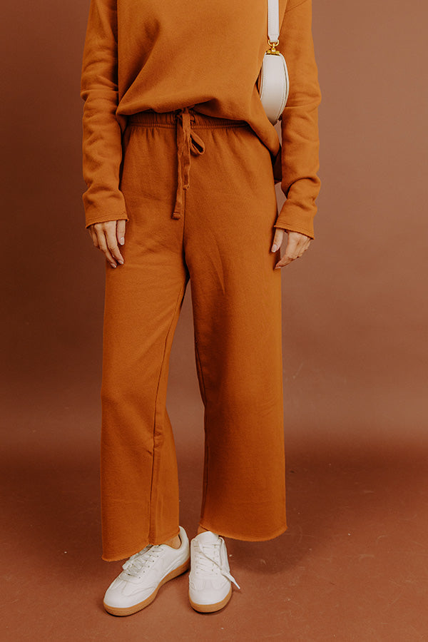 Cozy Cues High Waist Wide Leg Fleece Pants in Pumpkin