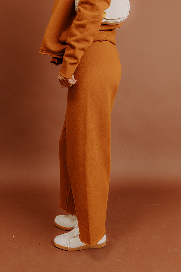 Cozy Cues High Waist Wide Leg Fleece Pants in Pumpkin Image - 3