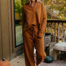 Cozy Cues High Waist Wide Leg Fleece Pants in Pumpkin Image - 1