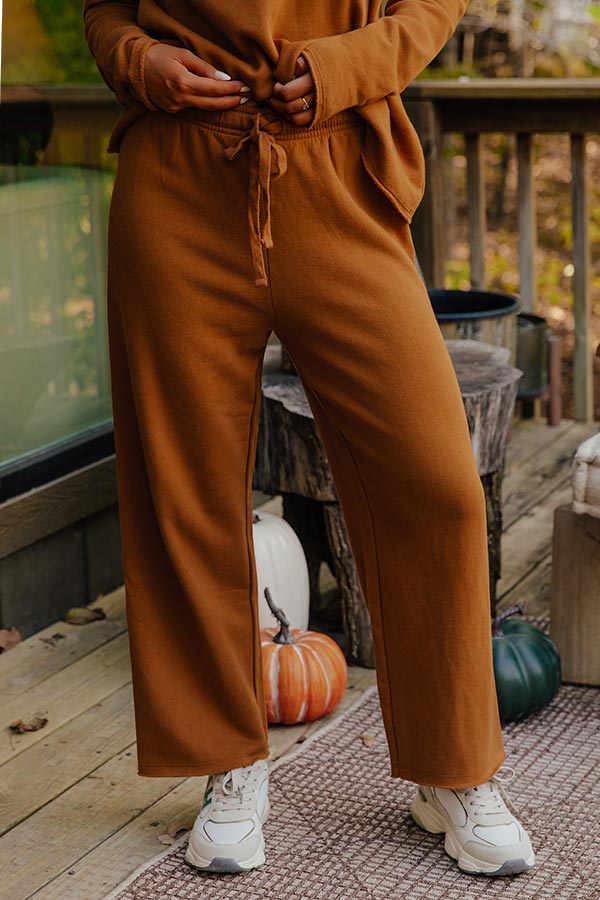Cozy Cues High Waist Wide Leg Fleece Pants in Pumpkin Image - 2