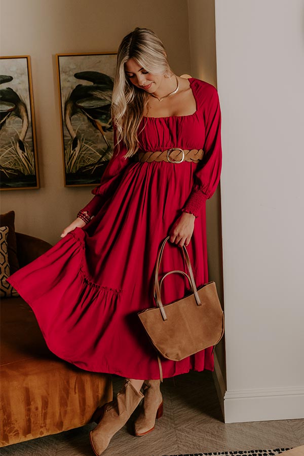 Feeling Graceful Midi Dress in Wine Image - 1