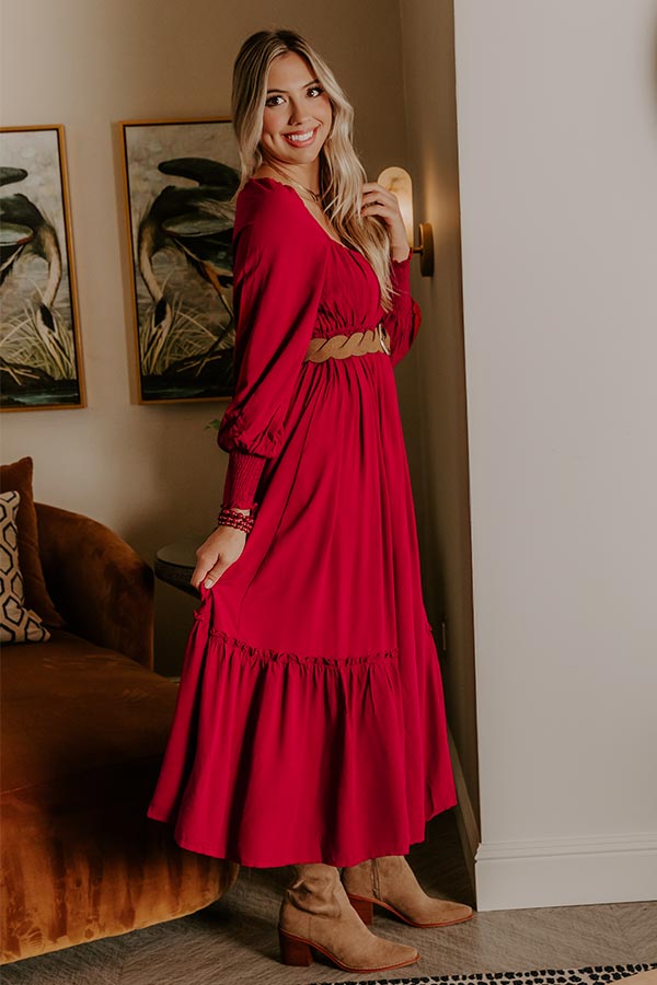 Feeling Graceful Midi Dress in Wine Image - 2