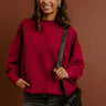 Poetic Muse Ribbed Sweatshirt in Wine Image - 1