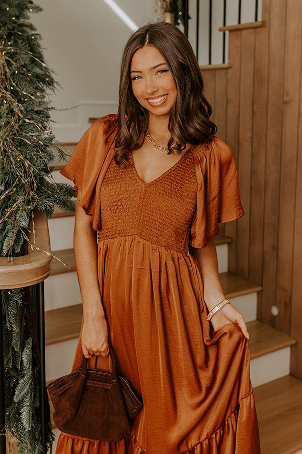 satin smocked dress Satin Smocked Back Dress