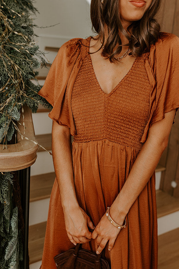 copper satin midi dress Silky Satin Midi Copper