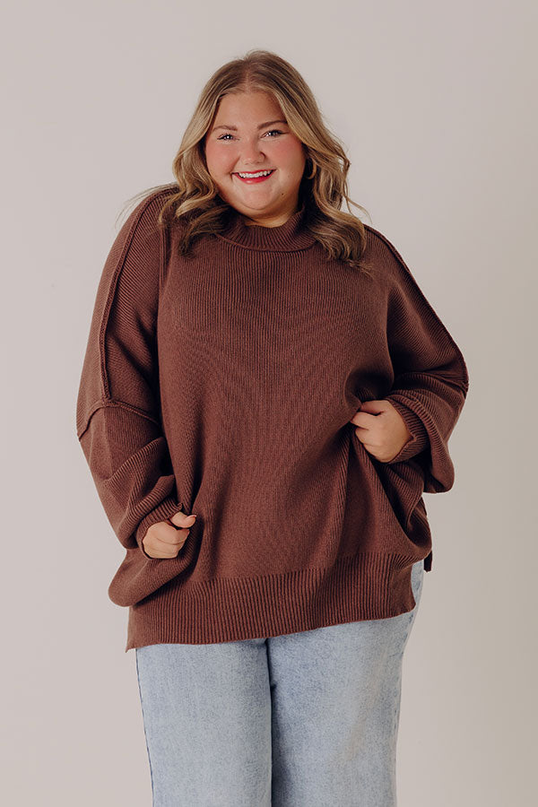Full Of Warmth Tunic Sweater In Chocolate Curves