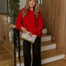 Modern Muse Oversized Knit Sweater in Red Image - 1