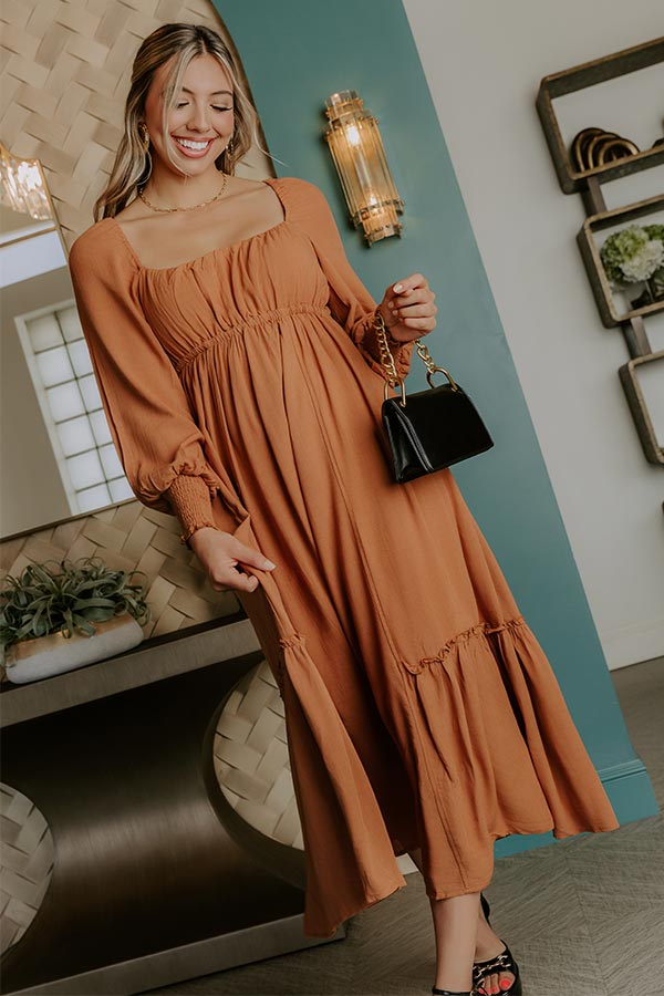 Feeling Graceful Midi Dress in Camel Image - 2